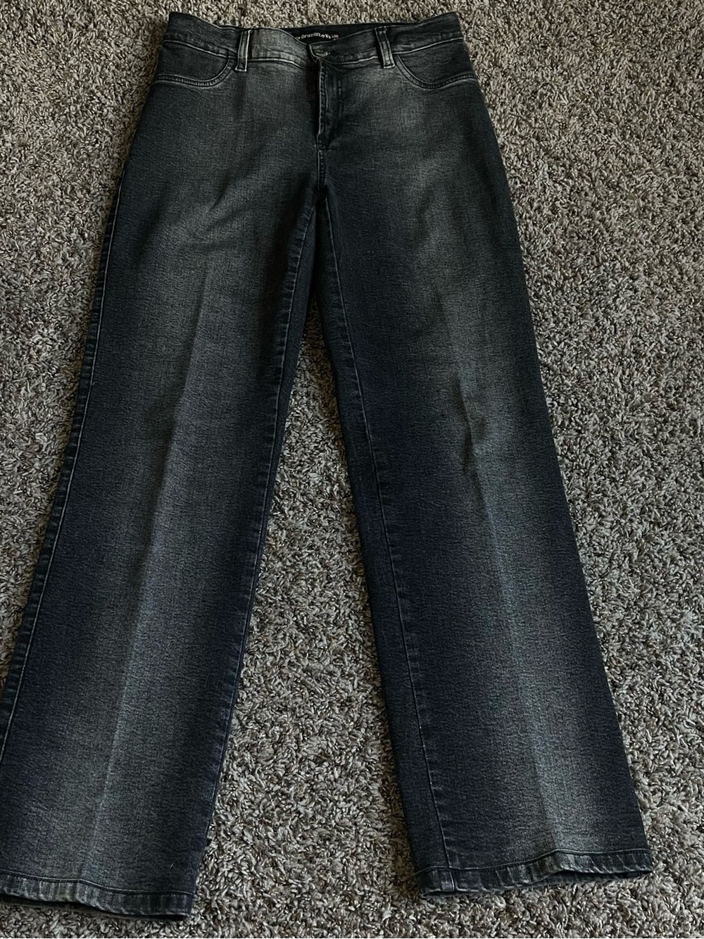 BrazilRoxx Vintage Y2K Washed Black Wide Leg Straight Jeans Rhinestone Accents 8